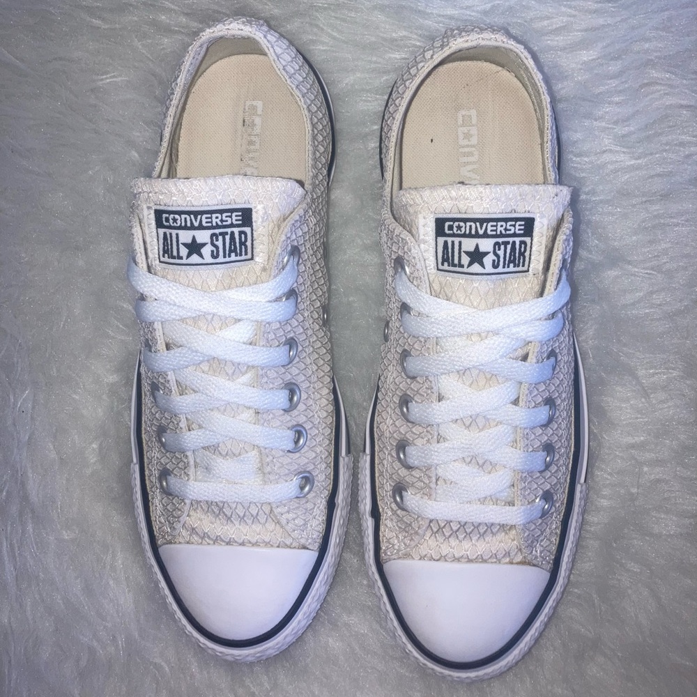 Converse CTAS 7 Cream Diamond Pattern/Snake Print Low Top Shoes